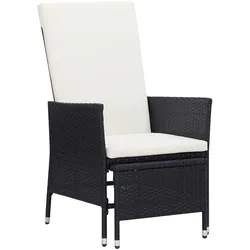 vidaXL Garten-Liegestuhl mit Auflagen Poly Rattan Schwarz
