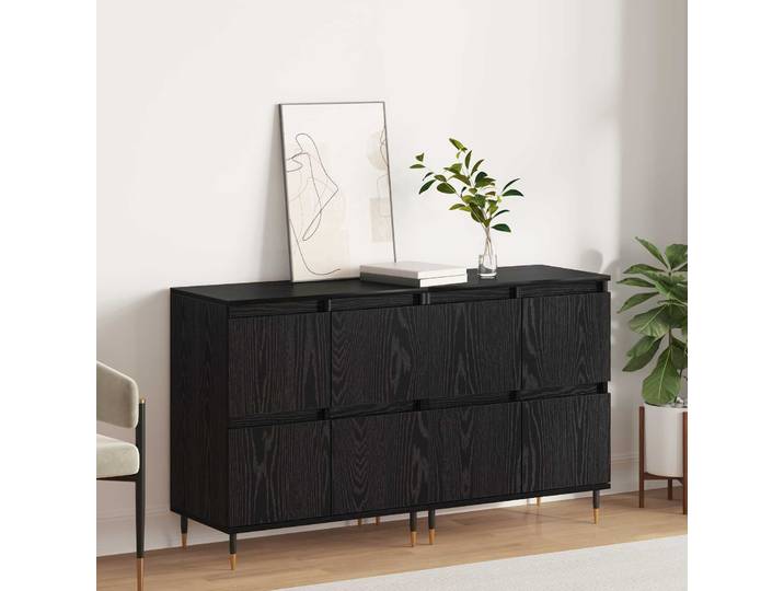 vidaXL Aufbewahrungsschrank 2 stk. Schwarz Eichen-Optik