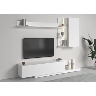 Wohnwand OTTO HOME "BRISTOL", weiß (alpinweiß), Holzwerkstoff, Kastenmöbel-Sets, Wohnwand, (4-teilig), inkl. Beleuchtung
