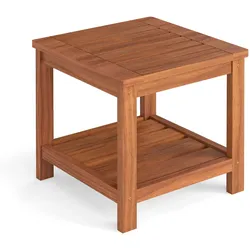 COSTWAY Holzbalkon-Beistelltisch mit Ablagefach, kleiner Garten-/Terrassen-Kaffeetisch, Maße 45 x 45 x 44 cm