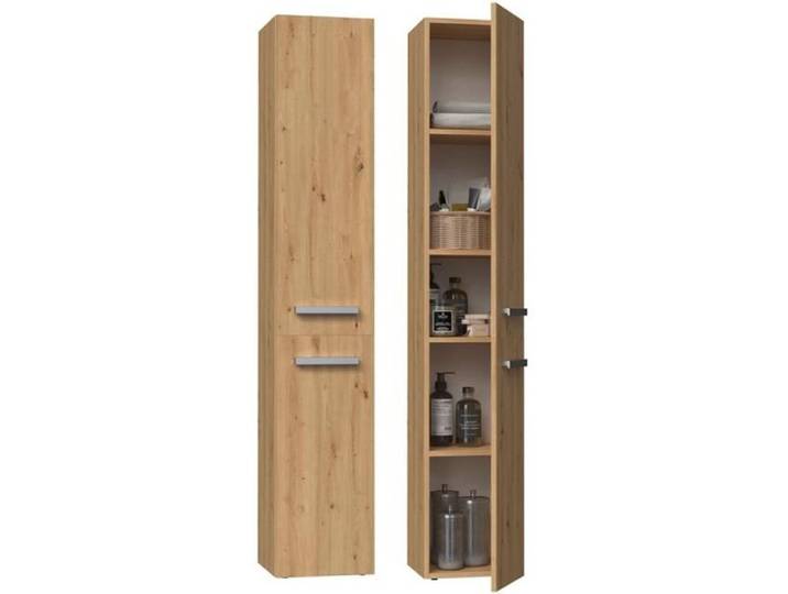 KOMMA - Meuble salle de bain 2 portes - 31x30x174 cm - Colonne rangement SDB