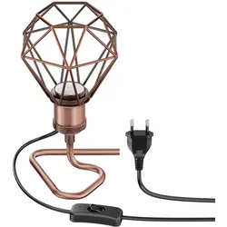 ledscom.de Tischlampe RETRA, Schalter, bronze matt, E27 Fassung, Käfig-Schirm, bronze