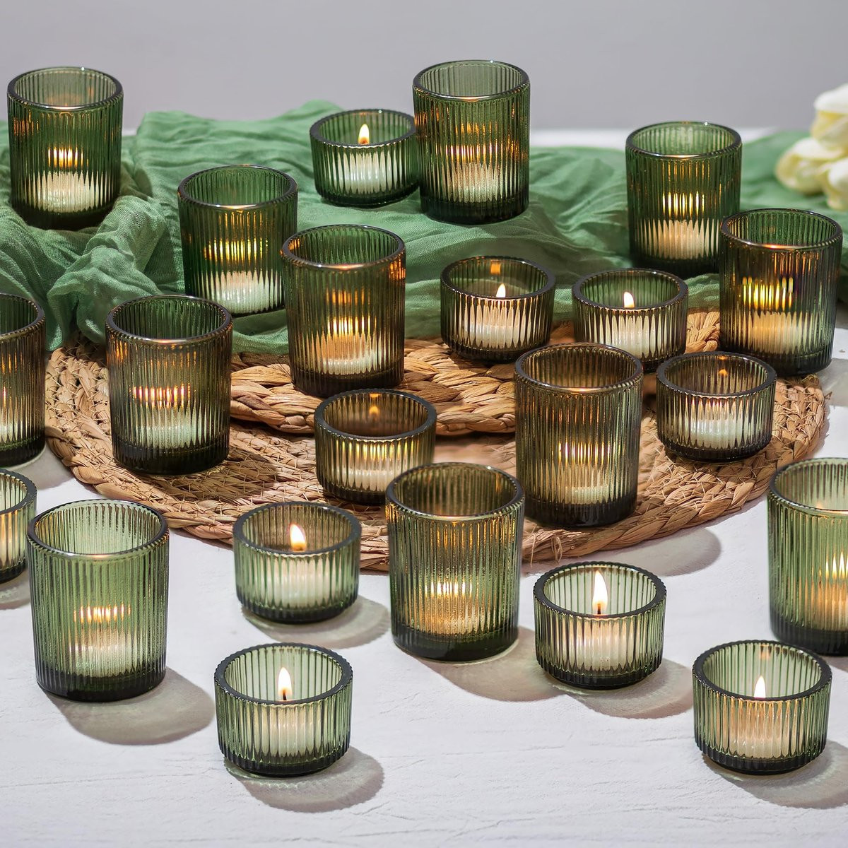 Dailygoods Set van 24 Geribbelde Glazen Theelichthouders voor Tafeldecoratie