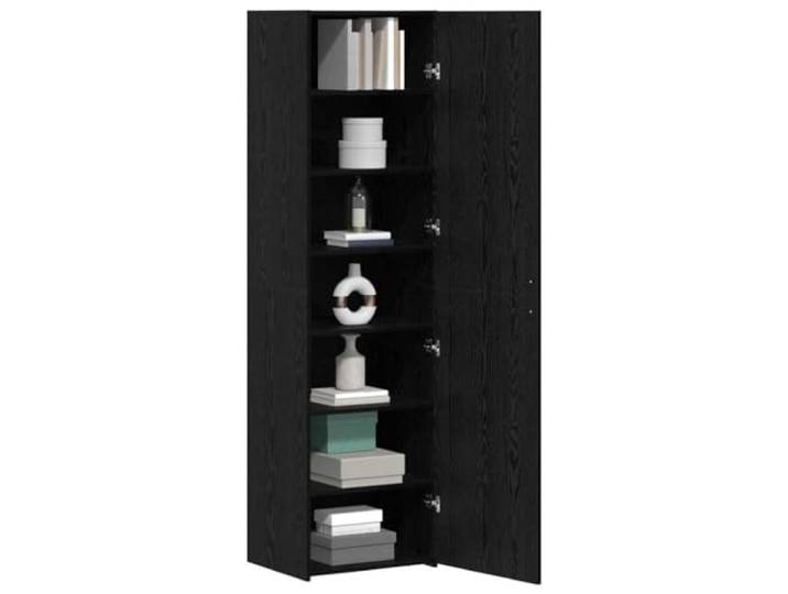 vidaXL Highboard Schwarz Eichen-Optik 50 x 42,5 x 185 cm Stylische schwarze Eichenoberfläche, die in jedem Raum großartig aussieht,