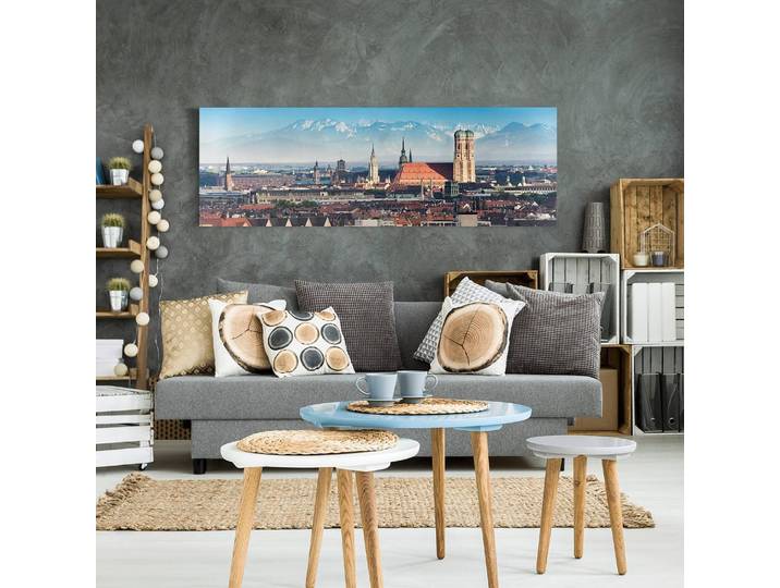 Impression sur toile Munich I Lin Bleu 150cm