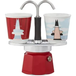 Bialetti Magrite, Espressokocher, Rot, Silber, Mehrfarbig