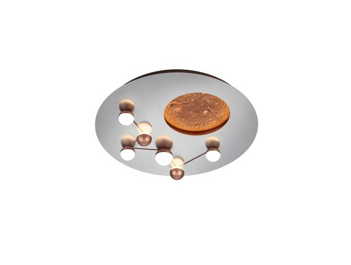 Led-Deckenleuchte Zodiac, Braun, Alufarben, Metall, 50x10x50 cm, Lampen & Leuchten, LED Beleuchtung, LED-Deckenleuchten