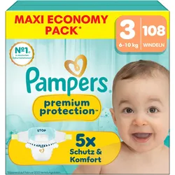 Pampers Premium Protection (Gr. 3, Halbmonatsbox, 108 Stk.)