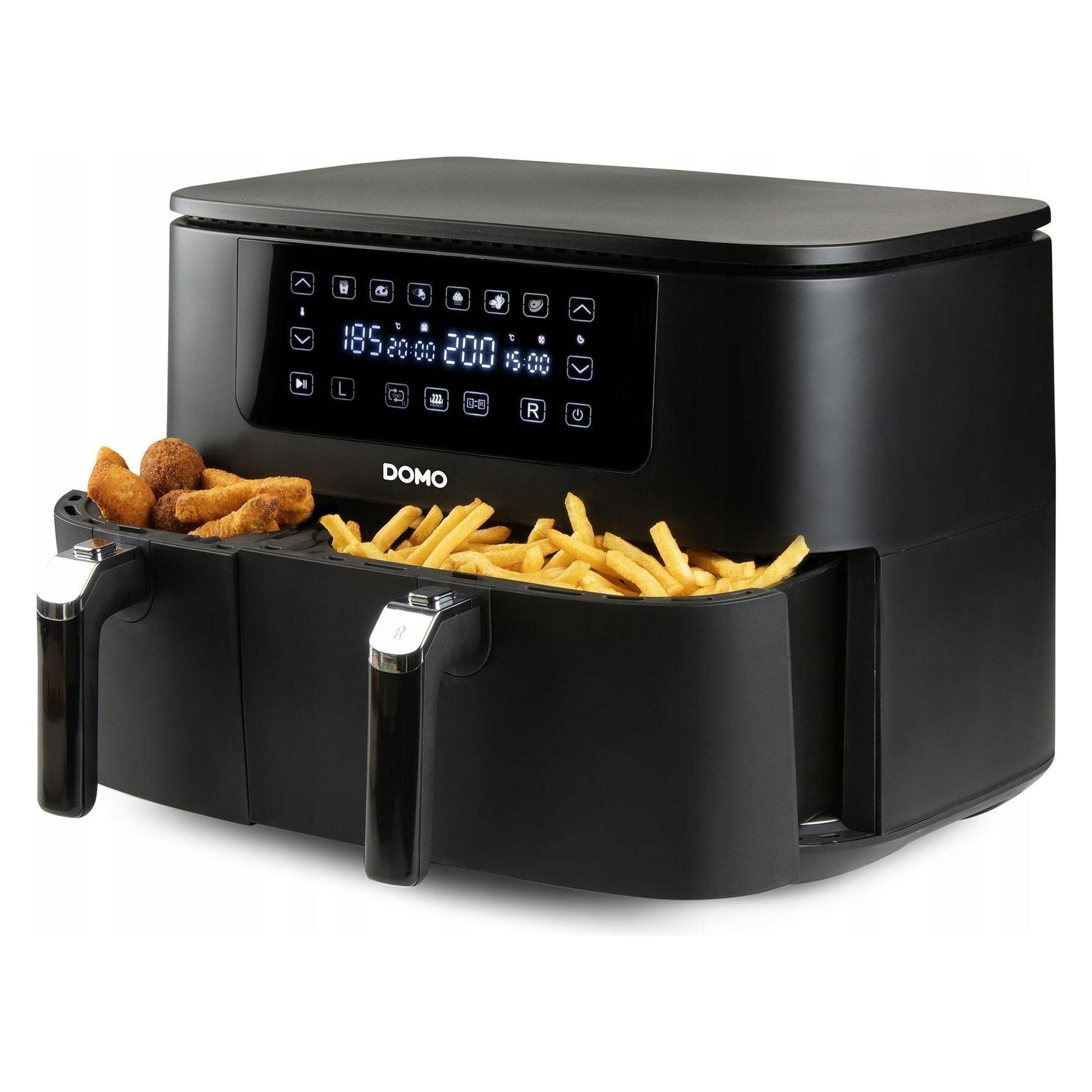 Domo AIRFRYER DOUBLE FRY ZONE 3+ 6 L Fritteuse 9 l 2850 W 2 Grillzonen Schwarz (9 l) (DO546FR)