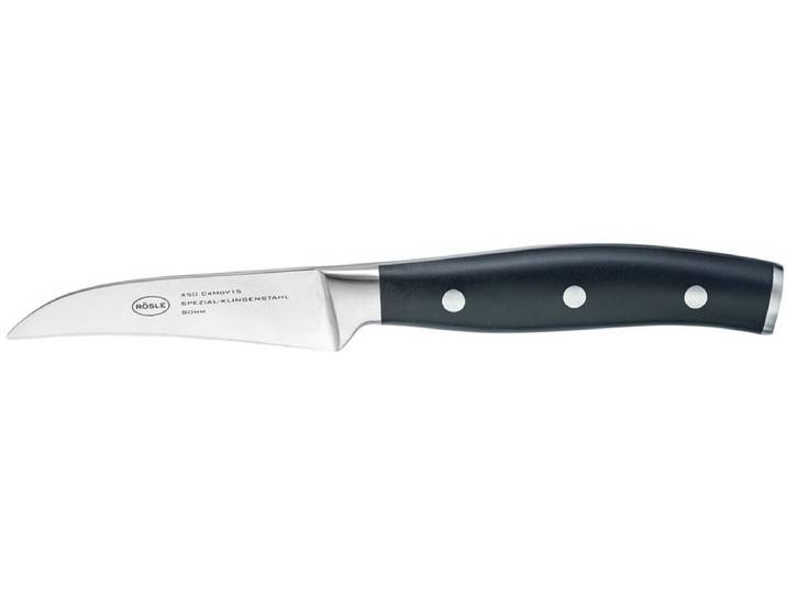 Schälmesser RÖSLE Tradition , silber (silberfarben, schwarz), Klingenlänge 8cm, X50 CrMoV15 Klingenstahl, Kochmesser, Schälmesser, Küchenmesser für Obst und Gemüse, Klingenspezialstahl