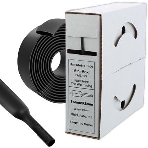 Offgridtec Schrumpfschlauch 7-01-000550, Polyolefin, Meterware, 2:1, schwarz, 1,6 mm x 10 m (ØxL)