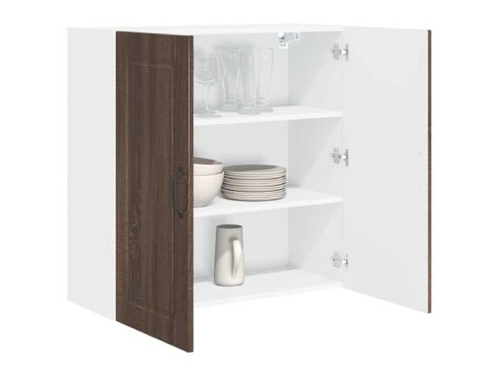 KTHLBRH Wandschrank Eiche Braun 80 x 31 x 80 cm Technisches Holz, 3 Einlegeböden, 2 Türen, Wandmontage, einfache Reinigung