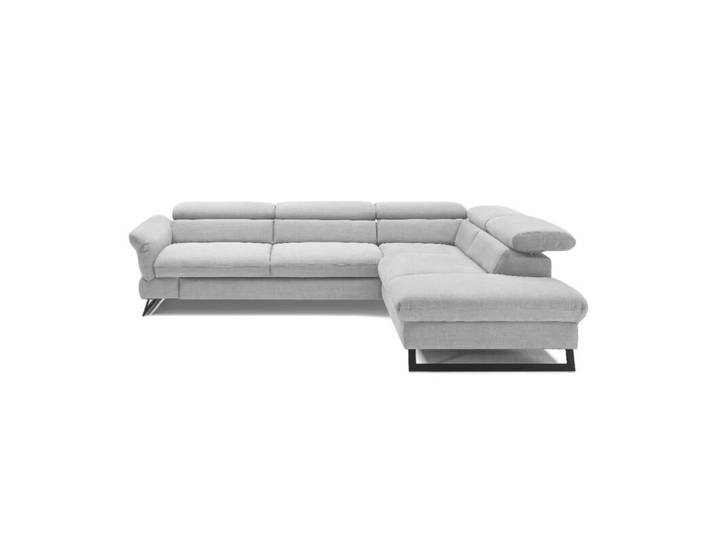Trendstore Cassandra Ecksofa - Webstoff Campsbay hellgrau - Kopfteilverstellung &amp; Schlaffunktion - rechts manuelle Kopfteilverstellung, Schlaffunktion Modern