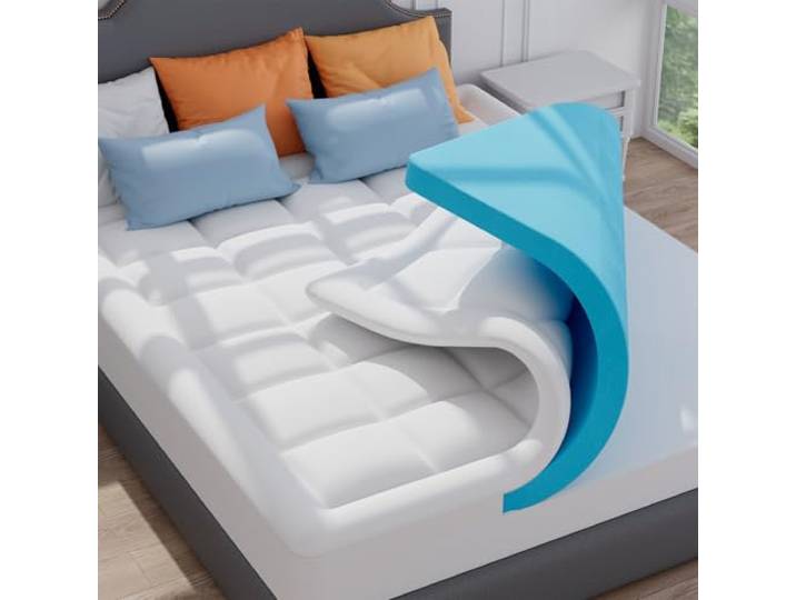 ELEMUSE Gel Matratzen Topper 90x200cm, H4-weiß，7cm Höhe Topper mit waschbarem flauschigem Bezug und Gelschaum – für Boxspringbetten, unbequeme Betten und Schlafsofas