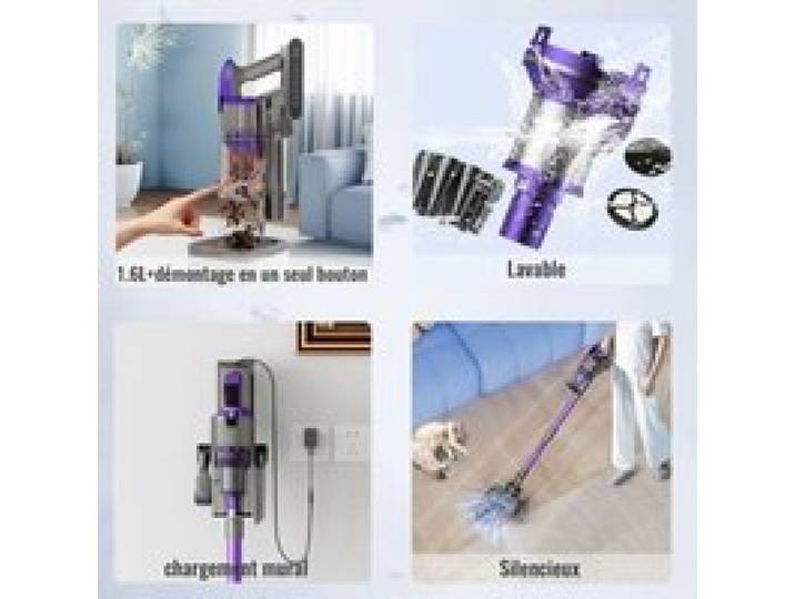 Aspirateur Balai Silencieux 70dB 700W 65000Pa batterie 9x2900mAh 70 min filtration performante pour usage quotid ASPIRATEUR BALAI