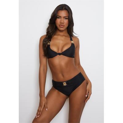 Balconette-Bikini MODA MINX "Amour Knot", Damen, Gr. M, schwarz, 82% Polyamid, 18% Elasthan, unifarben, Bikini-Sets Balconette-Bikini, mit modischer Schnürung am Rücken