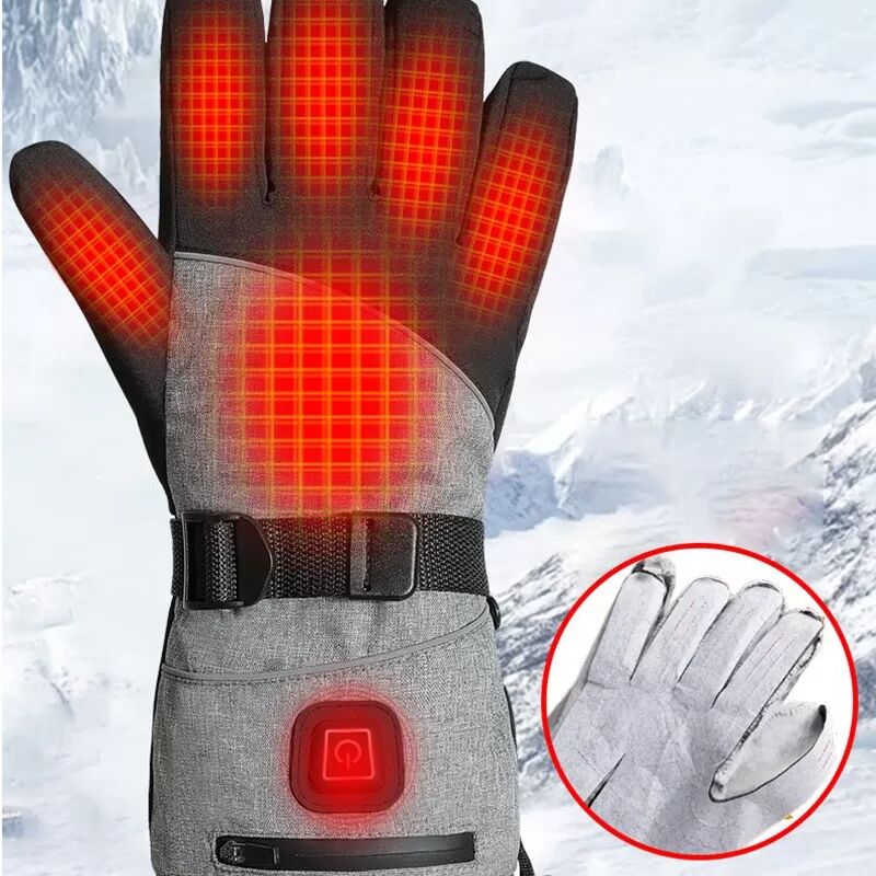 INF Schwarz-Graue beheizbare Handschuhe mit 2x 5000mAh Akkus - Wiederaufladbar, Wasserdicht, Verstellbar