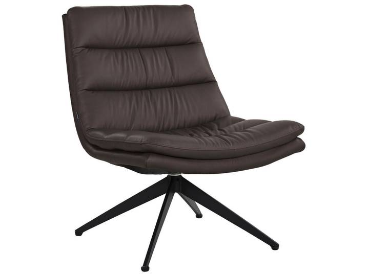 Dieter Knoll Designsessel, Braun, Metall, Echtleder, Rindleder, 62.5x82x80 cm, Sitzfläche 360° drehbar, Wohnzimmer, Sessel, Sonstige Sessel