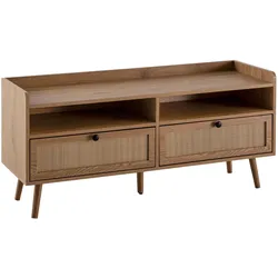 LOWBOARD Eiche-Dekor Rattan Modern Stil 120x56x39 cm mit Schubladen