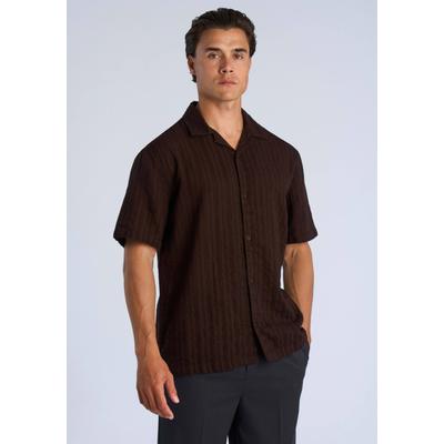 Kurzarmhemd LINDBERGH "Freizeithemd (Kurzarm) Relaxed Fit", Herren, Gr. M, Normalgrößen, braun, Obermaterial: 100% Baumwolle, Hemden