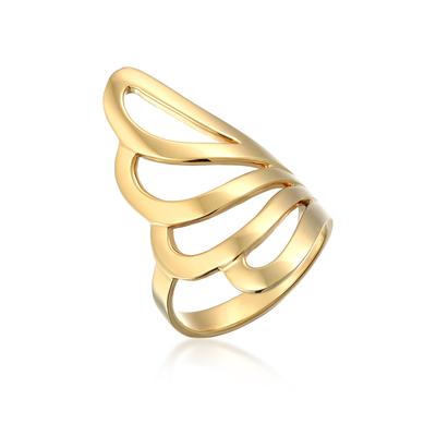 Silberring NENALINA "Ring Basic Wellen Geschwungen Schlicht 925 Silber" Gr. 60, gold, Fingerringe, Damen, 60, Silber 925 (Sterlingsilber), Silberring