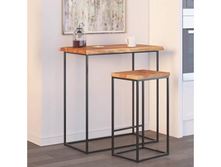 PTUGUOF Tischplatte 80x60x2,5cm Rechteckig Massivholz Akazie Naturkante, Rustikales Design, Vielseitig für Bartisch, Beistelltisch, Möbelprojekte