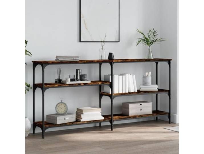 HEFZGDB Konsolentisch Räuchereiche 160x29x75 cm Holzwerkstoff mit Metallrahmen und sechs verstellbaren Beinen für Flur oder Wohnzimmer, viel Stauraum, langlebig und stabil,