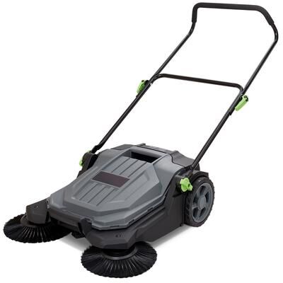Justmaellc Walk-behind Hand Push Floor Sweeper Angle Height Adjustable Folding Handle