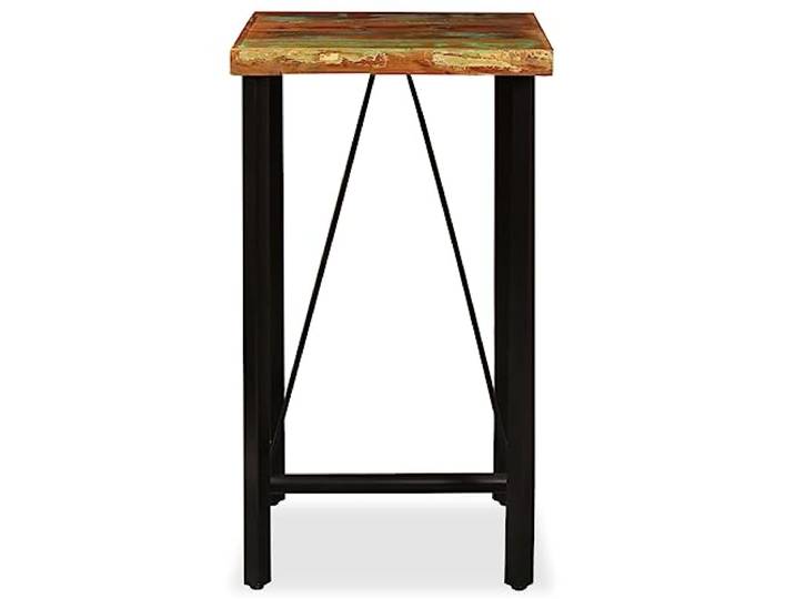 GPUTYGHN Bartisch Altholz Massiv 60x60x107 cm Industrial Style,Stahlbeine,Teak Mangoholz Akazie,Küche Esszimmer,einfacher Zusammenbau