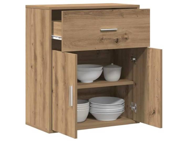 KTHLBRH Sideboard Eiche Handwerk 60 x 31 x 70 cm Holz mehrschichtig Modernes Design, rechteckig, 2 Türen, 1 Schublade, 1 Einlegeboden, 85 kg Kapazität