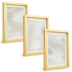 BILDER SET 3er Set - 20x30 cm Goldrahmen - Leuchtende Farben, abstrakter Boho-Stil
