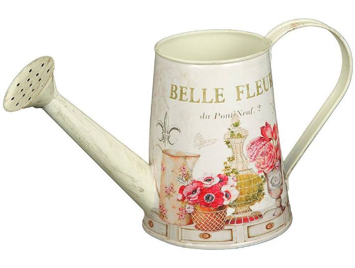 Giesskanne AMBIENTE HAUS Fleur-Giesskanne , bunt (antik, cremefarben), Metall, Giesskannen, Giesskanne
