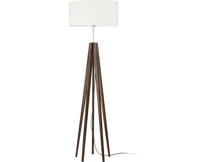 HERZBLUT Stehlampe Aster braun, weiss Nickel/Holz H 160 cm