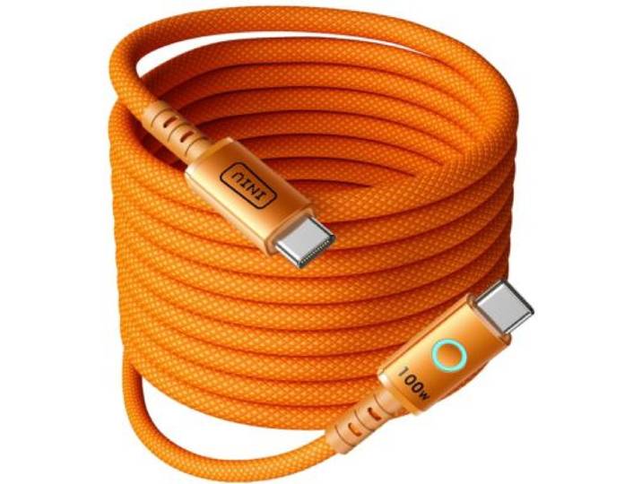 Iniu - Câble Usb C 100w Usb-C/Usb-C 2m Leopard Orange