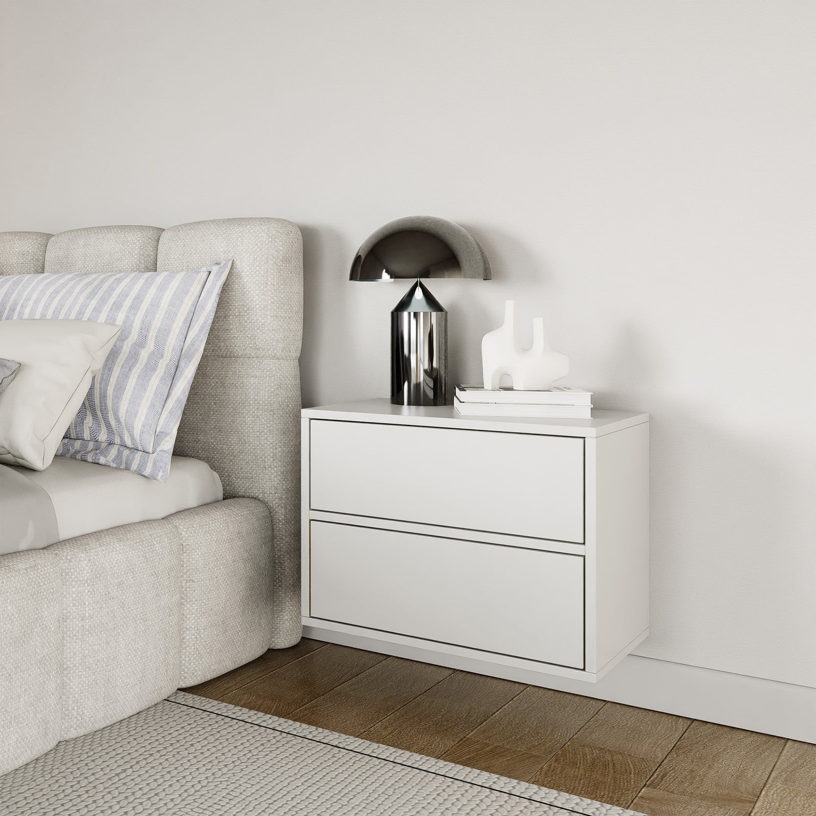 home24 Framme Zwevend nachtkastje wit