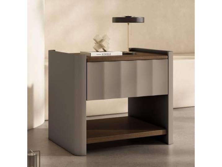 Nachttisch Modern Holz Mikrofaser Leder Beistelltisch Rillen SchubladeBeige Nachttisch Modern Holz Mikrofaser Leder Beistelltisch Rillen Schublade Ablage Offen Nacht Konsole Sofatisch Klein Beige