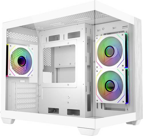 Cooler Master Elite 481 Mini-Tower PC-Gehäuse Weiß 3 Vorinstallierte LED Lüfter, Seitenfenster