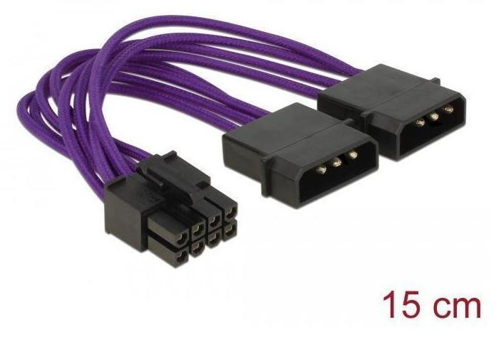 Delock 83703 Stromkabel 8Pin EPS naar 2x 4Pin Molex, 0.15m, Textiel