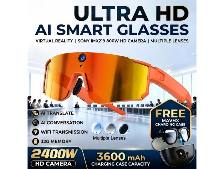 Lunettes Intelligentes IA Lenovo ChatGPT avec Caméra 1080P 8MP Anti-tremblement, Lunettes de Soleil Sportives pour Cyclisme avec Vidéo et Photo, Double Micro, 32 Go, Lunettes de Protection Coupe-vent