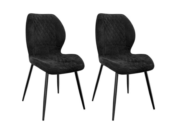 FRUOGO Esszimmerstühle 2er Set,Esszimmerstühle Modern,Küchenstuhl,mit Leinen Schwamm Kissen, Metallbeine und Diamant-Muster Gepolstert-Schwarz.