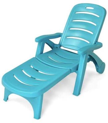 Costway 5 Position Adjustable Folding Lounger Chaise Chair-Turquoise