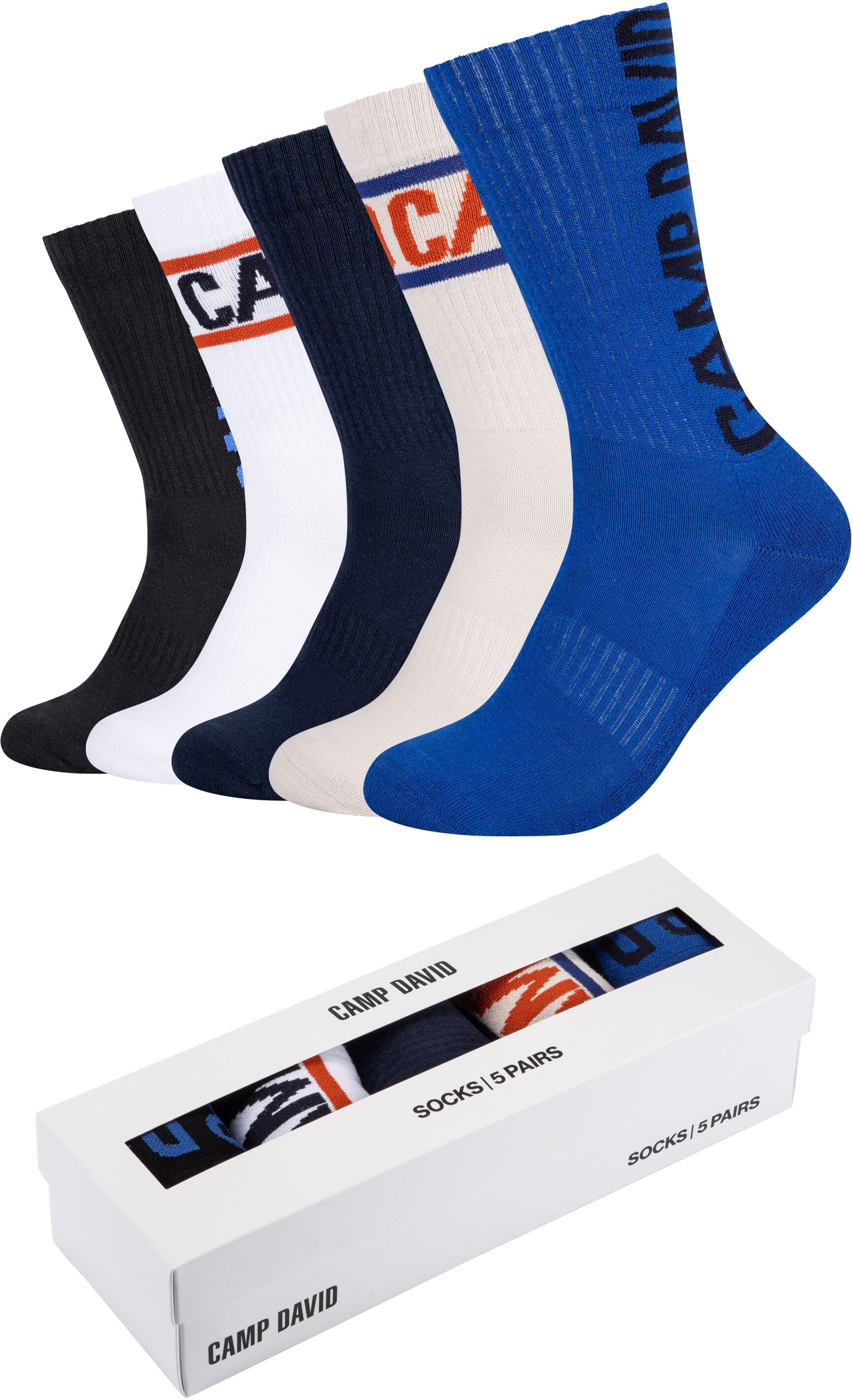 Socken CAMP DAVID, Herren, Gr. 43-46, beaucoup blau, Obermaterial: 80% Baumwolle, 17% Polyamid, 3% Elasthan, Socken Socken, für Tennis, mit gepolsterter Sohle
