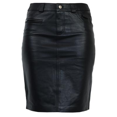 Bleistiftrock RICANO "Lederrock 0132 Skirt", Damen, Gr. L, schwarz, Obermaterial: 100% Lammnappaleder LANA., schmal, Röcke Bleistiftrock, Handgefertigt aus echtem Leder