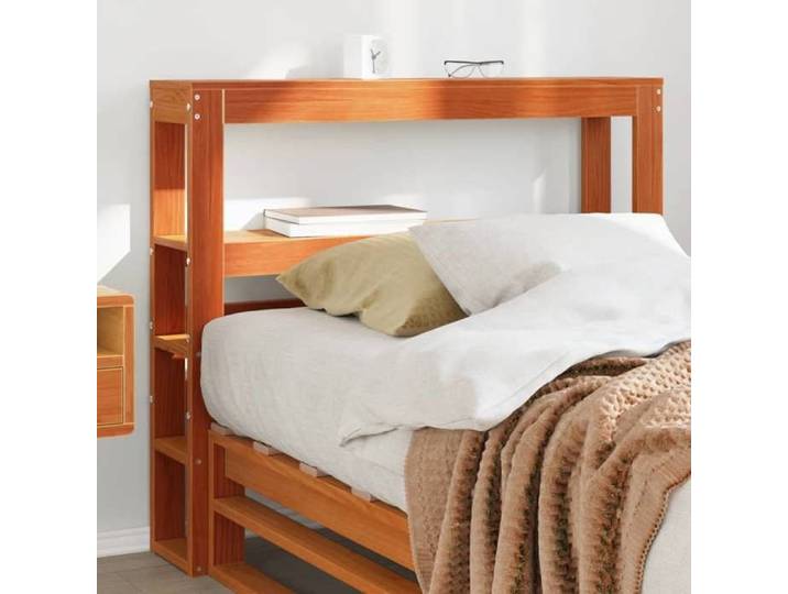 Tête de lit avec étagères marron cire 75 cm bois massif de pin tête de lit en bois tête de lit avec rangement tête 850901