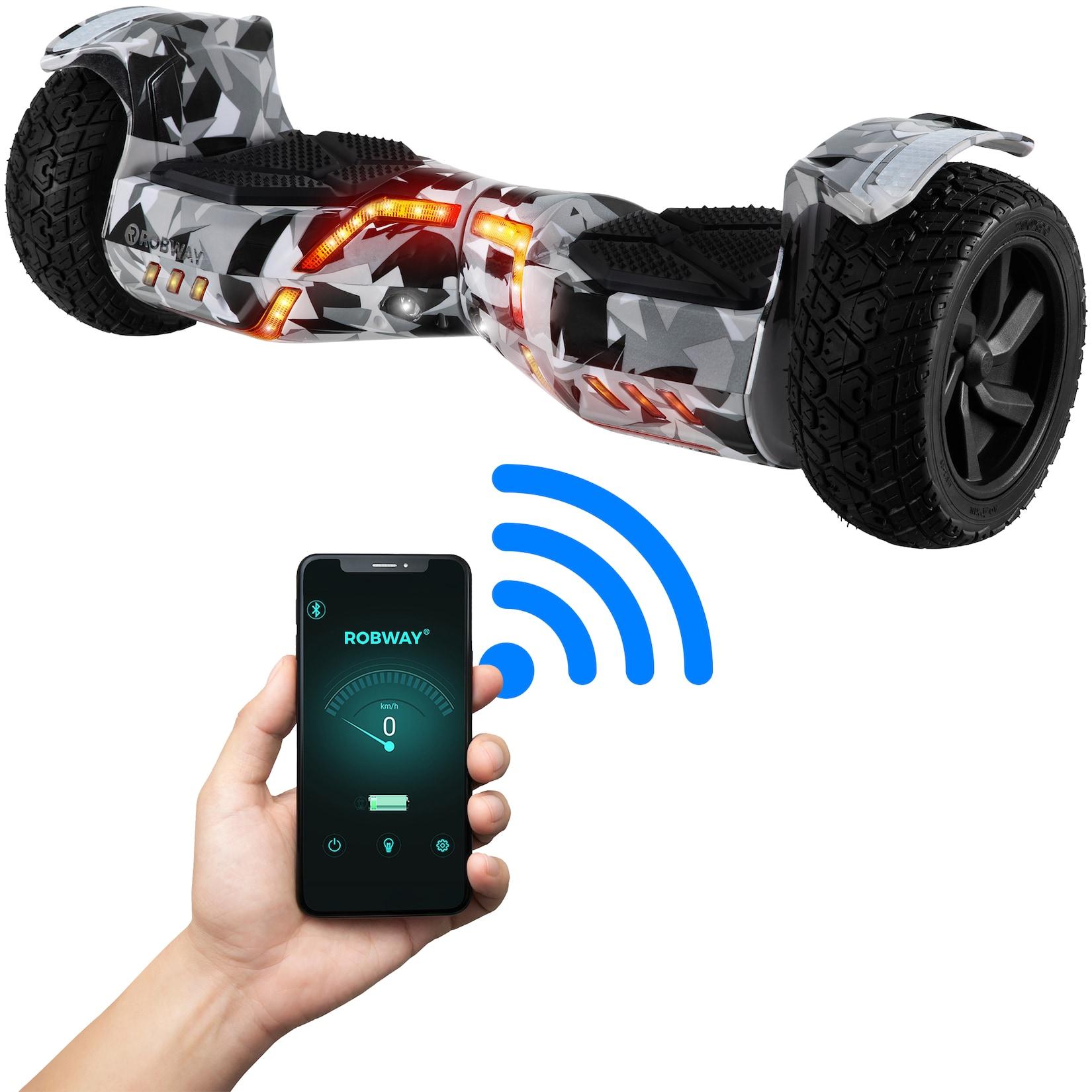 ROBWAY X2 Offroad-Hoverboard fürs Gelände, Erwachsene und Kinder, 8,5 Zoll, App, Bluetooth, 700 Watt (Metro Camo 2.0, Offroad)