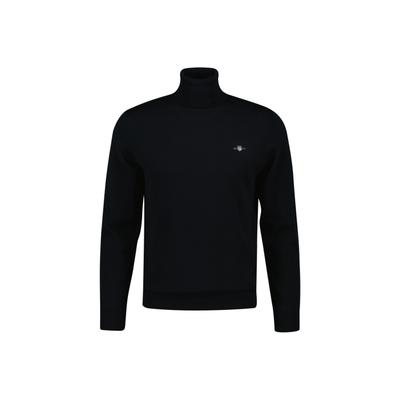 Sweater GANT "Strickpullover CLASSIC COTTON ROLLERNECK", Herren, Gr. M, schwarz, Obermaterial: 100% Baumwolle CO., Sweatshirts Sweater