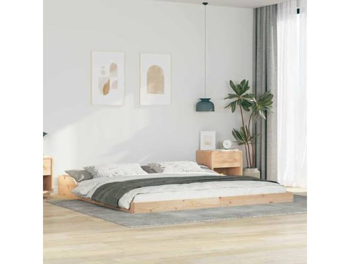 YUTAASU Bettrahmen Braun 200 x 220 cm Massives Kiefernholz Plattformdesign ohne Boxspring, Robust, Stabil, Einfache Montage, Für Schlafzimmer