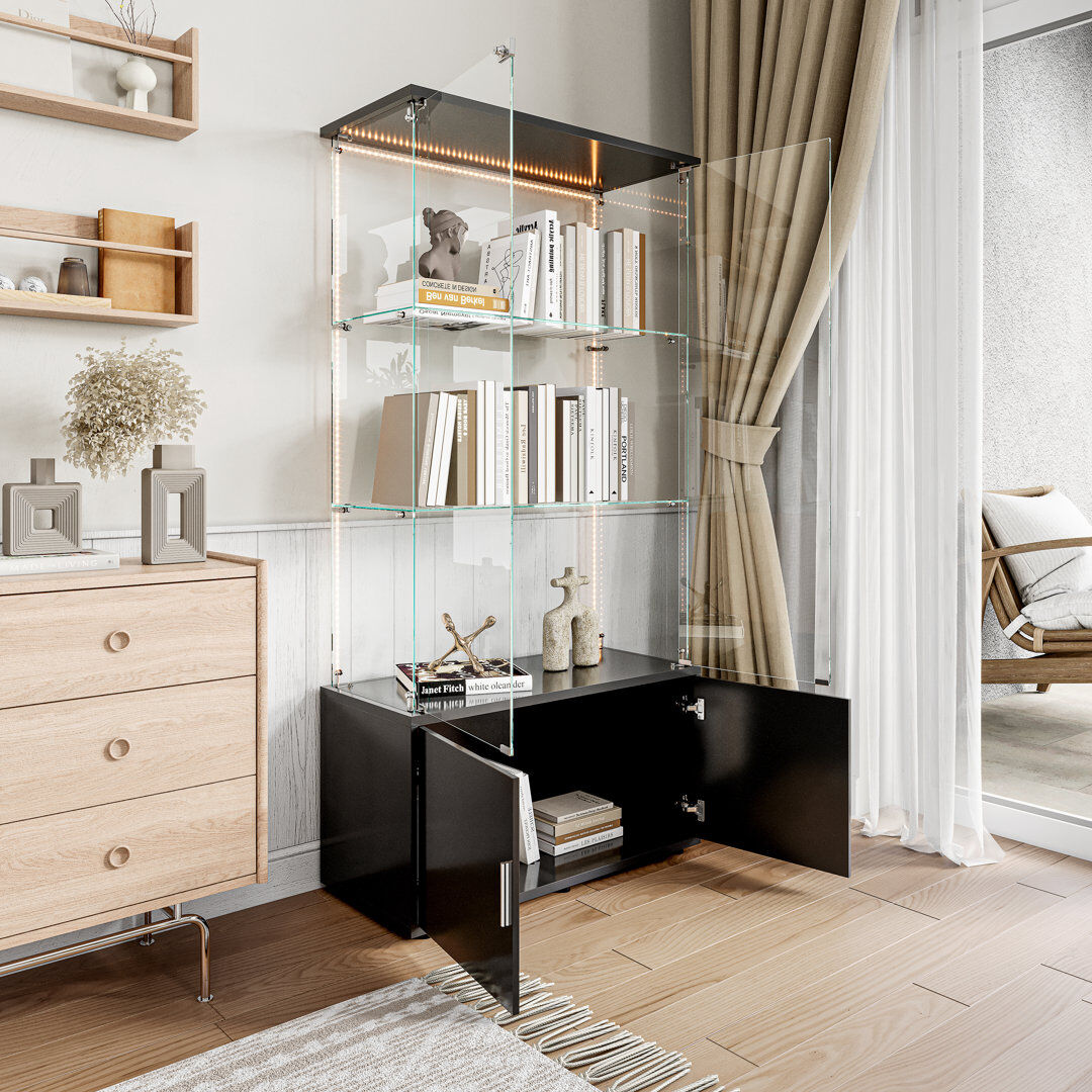 Mercury Display Cabinet White 164cm H X 78.51cm W X 35cm D