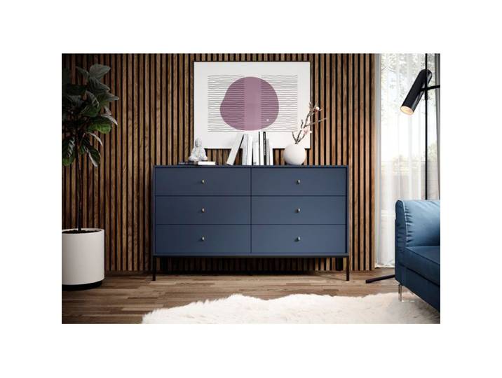 Commode à six tiroirs - MONNE - 154 cm - bleu marine