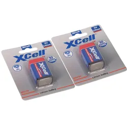 2x XCell X9V-B Lithium 9V Block Batterie 1200mAh im Blister - passend für Rauchmelder & Sicherheitstechnik
